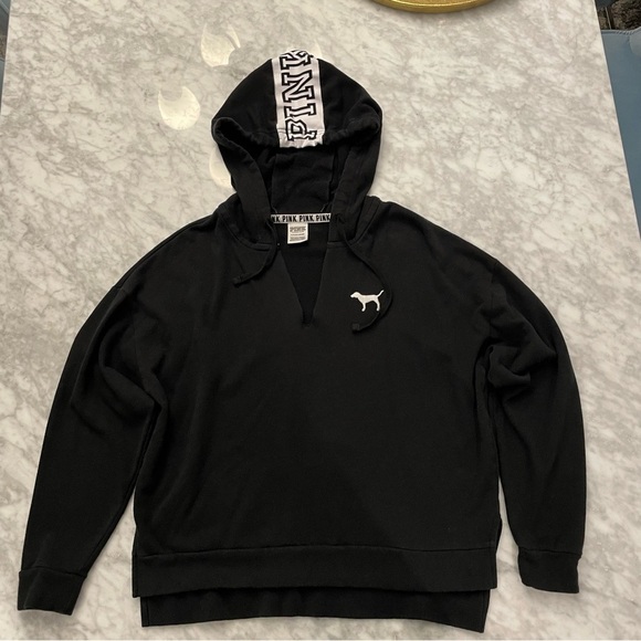 Victoria’s Secret PINK Nation Black Split Neck Hoodie Small - Picture 6 of 10